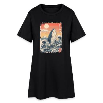 Baleine Kawaii - Robe T-shirt Femme - noir - Devant