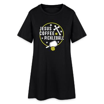 Jesus Coffee Pickleball Design - Women’s T-Shirt Dress - black - Front