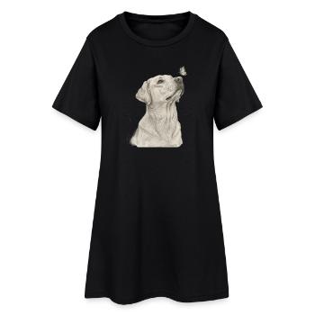 Labrador avec motif de chien papillon - Robe T-shirt Femme - noir - Devant