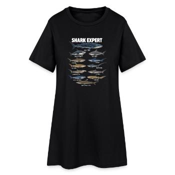 Expert en requins Humour en biologie marine océanique - Robe T-shirt Femme - noir - Devant