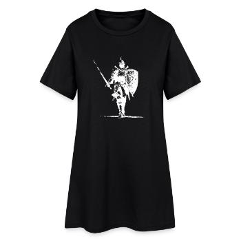 Ritter-Silhouette mit Schild und Speer - Frauen T-Shirt-Kleid - Schwarz - Vorne