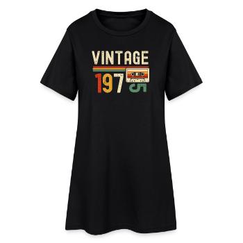 Rétro 1970s Cassette - Robe T-shirt Femme - noir - Devant