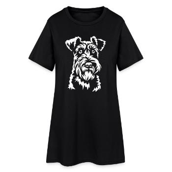 Foxterrier Kopf "Black Edition" - Frauen T-Shirt-Kleid - Schwarz - Vorne