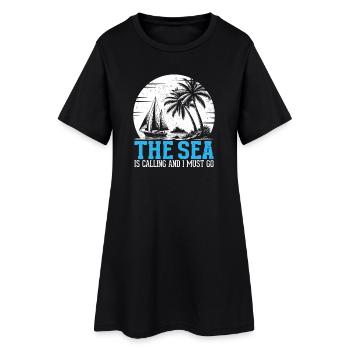 La mer appelle et je dois y aller, capitaine voile voile - Robe T-shirt Femme - noir - Devant