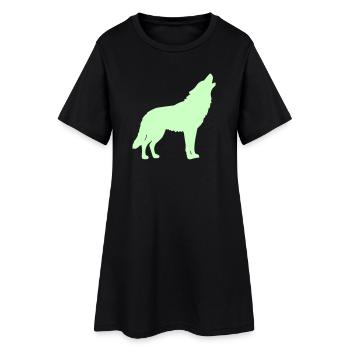Silhouette de loup vert néon - Robe T-shirt Femme - noir - Devant