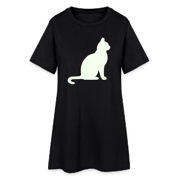 Silhouette de chat nocturne au clair de lune - Robe T-shirt Femme - noir - Devant