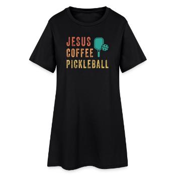 Jesus Coffee Pickleball - Frauen T-Shirt-Kleid - Schwarz - Vorne