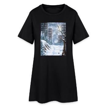 Urban winter among skyscrapers - Women’s T-Shirt Dress - black - Front