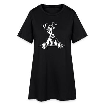 Foxterrier Kopf "Black Edition" - Frauen T-Shirt-Kleid - Schwarz - Vorne