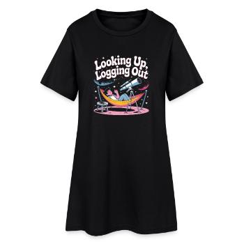 Chercher hors ligne | Observateur des étoiles - Robe T-shirt Femme - noir - Devant