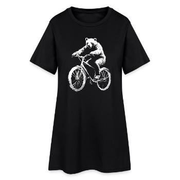 Funny Bicycle Bear Wheel Rider Gift - Women’s T-Shirt Dress - black - Front