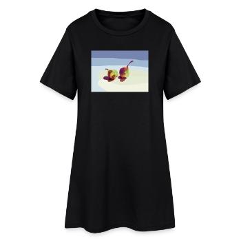 Des poires abstraites sur la plage - Robe T-shirt Femme - noir - Devant