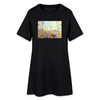 Paysage aquarelle forestier automne - Robe T-shirt Femme - noir - Devant