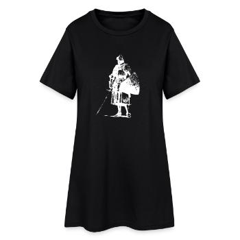 Einsamer Ritter mit Banner-Silhouette - Frauen T-Shirt-Kleid - Schwarz - Vorne