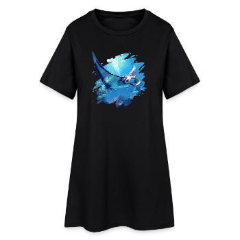 Raies Manta Raies - Robe T-shirt Femme - noir - Devant