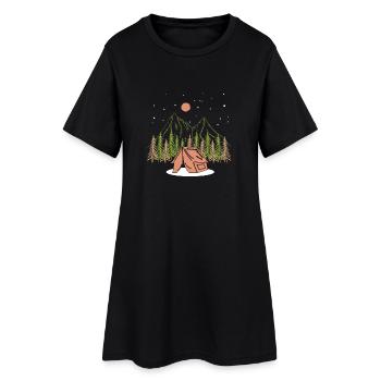 Cadeau de camping Tente d’anniversaire Forêt naturelle de la montagne - Robe T-shirt Femme - noir - Devant