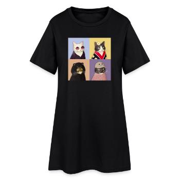 Quatuor Couture Cat - Robe T-shirt Femme - noir - Devant