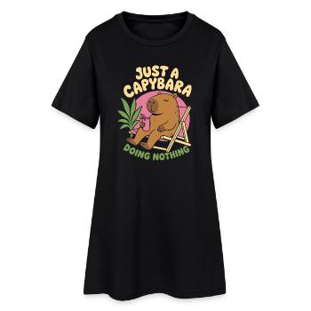 Just A Capybara Doing Nothing - Frauen T-Shirt-Kleid - Schwarz - Vorne