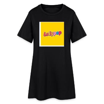 Lollypop Rainbow Typography on Yellow - Women’s T-Shirt Dress - black - Front