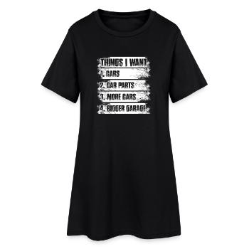 Choses que je veux Amoureux de voitures Mec de voitures - Robe T-shirt Femme - noir - Devant
