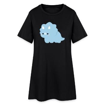 Charme Tricératops Dino Bleu Pastel - Robe T-shirt Femme - noir - Devant