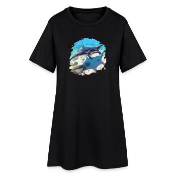 Raies Manta Raies - Robe T-shirt Femme - noir - Devant