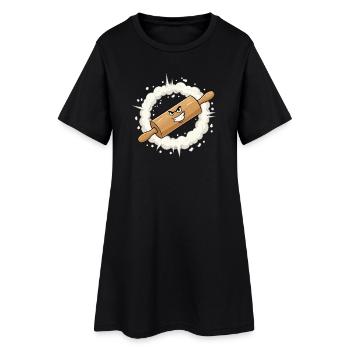 Wütendes Nudelholz Cartoon - Frauen T-Shirt-Kleid - Schwarz - Vorne