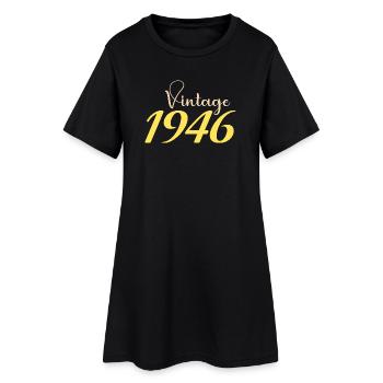 80 Jahre 1946 Minimal Design T-Shirt - Frauen T-Shirt-Kleid - Schwarz - Vorne