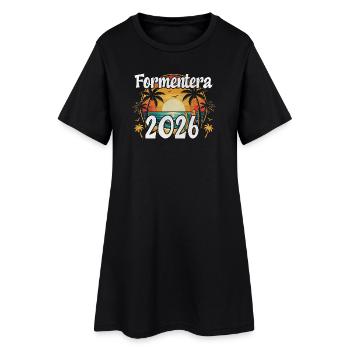 Formentera 2026 - Frauen T-Shirt-Kleid - Schwarz - Vorne