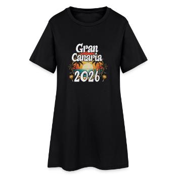 Gran Canaria 2026 - Frauen T-Shirt-Kleid - Schwarz - Vorne