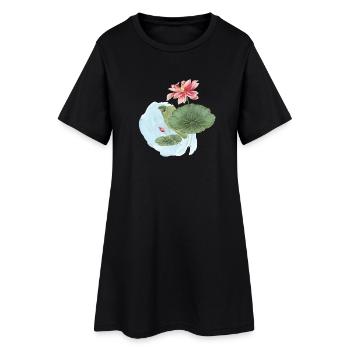 Magie de la Fleur d’Aquarelle en Nénuphar - Robe T-shirt Femme - noir - Devant