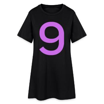 9 - Frauen T-Shirt-Kleid - Schwarz - Vorne
