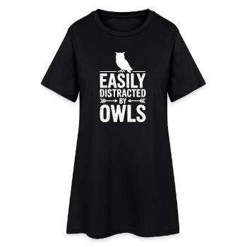 Eulen Sprüche Eule Lustiges Eulen Geschenk - Frauen T-Shirt-Kleid - Schwarz - Vorne