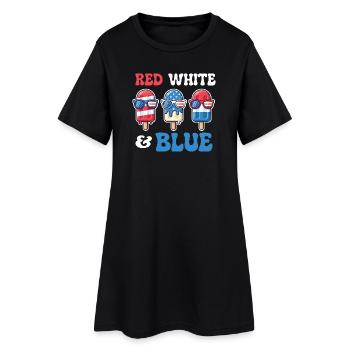 Rouge, Blanc, Bleu, Patriotique, 4 juillet - Robe T-shirt Femme - noir - Devant
