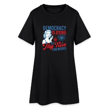 Demokratie stirbt Schöner Feuerwerkshumor - Frauen T-Shirt-Kleid - Schwarz - Vorne