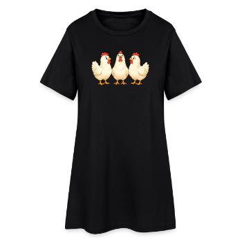 Poulets - Robe T-shirt Femme - noir - Devant