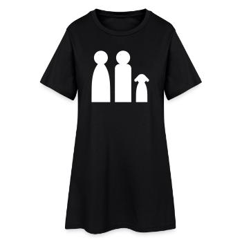 Couple avec chien – Un design familial aimant - Robe T-shirt Femme - noir - Devant