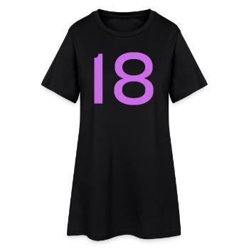 18 - Frauen T-Shirt-Kleid - Schwarz - Vorne