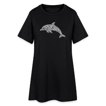 Delfin - Frauen T-Shirt-Kleid - Schwarz - Vorne