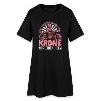 Prinzessin auf Motorrad – Nur Helm keine Krone - Frauen T-Shirt-Kleid - Schwarz - Vorne