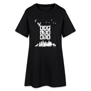 Entdecken Sie Camping Graphic - Frauen T-Shirt-Kleid - Schwarz - Vorne