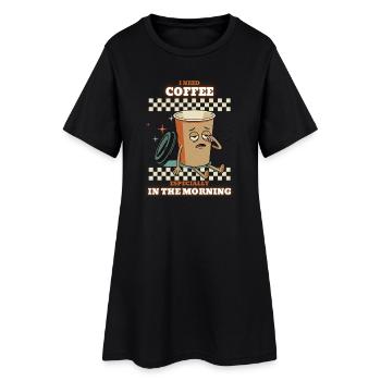 Tasse de café du matin fatiguée - Robe T-shirt Femme - noir - Devant