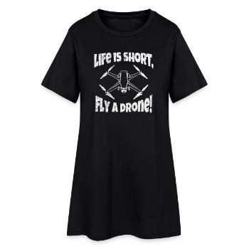 Drone Cinematic FPV fliegen Natur Retro Geschenk - Frauen T-Shirt-Kleid - Schwarz - Vorne