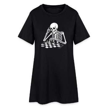 Skeleton joue aux échecs - Robe T-shirt Femme - noir - Devant