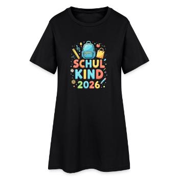 Schulkind 2026 Einschulung 2026 Schulanfang - Frauen T-Shirt-Kleid - Schwarz - Vorne