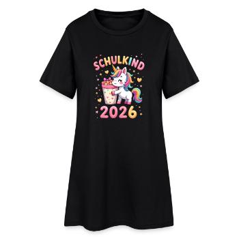 Schulkind 2026 Einschulung 2026 Schulanfang - Frauen T-Shirt-Kleid - Schwarz - Vorne