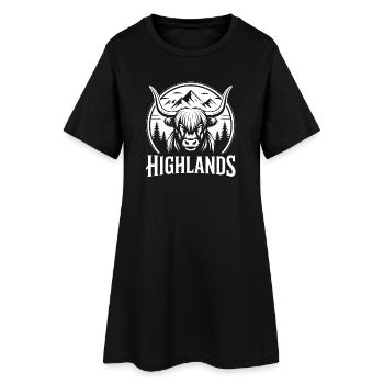 Logo rond du paysage Highland Cow Mountain - Robe T-shirt Femme - noir - Devant