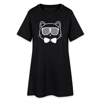 Chat du soleil avec nœud papillon - Robe T-shirt Femme - noir - Devant