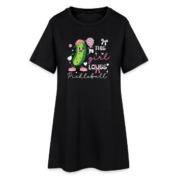 Coquette Pickleball Girl Cute Pickle - Women’s T-Shirt Dress - black - Front
