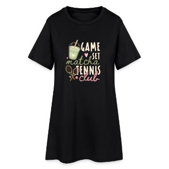 Retro Matcha Tennisclub - Frauen T-Shirt-Kleid - Schwarz - Vorne